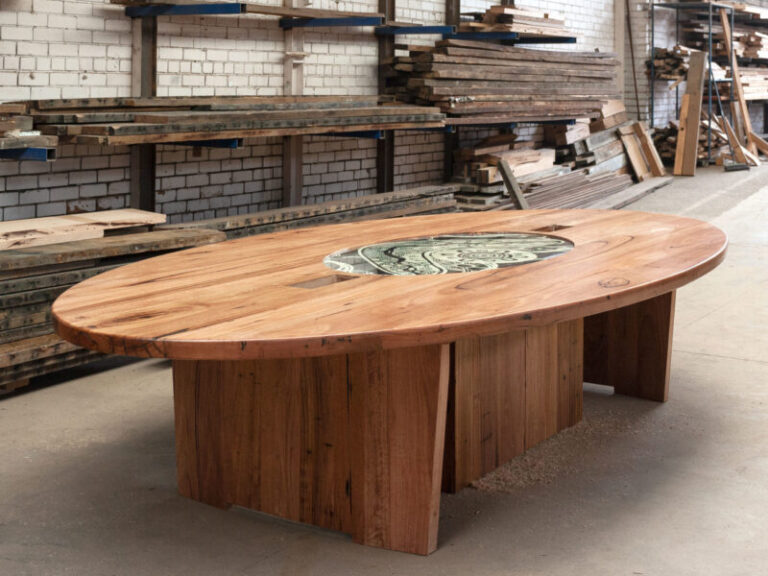 Koori Court bar table made from recycled timber