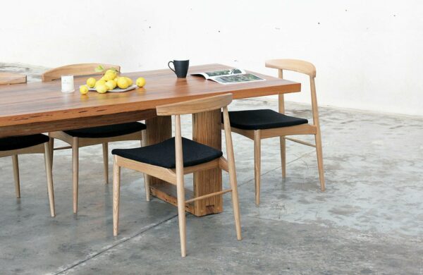 timber dining table with chairs