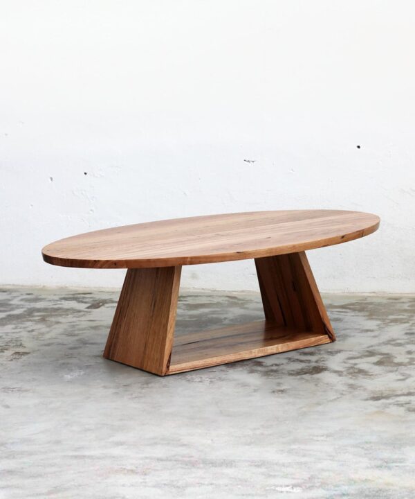 Messmate timber oval coffee table