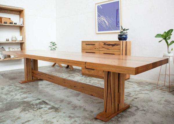 timber pedestal dining table made in Melbourne