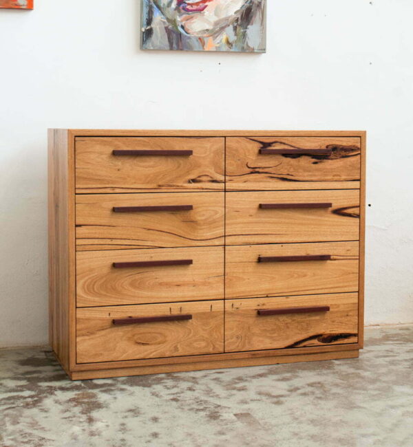 Recycled timber tallboy with jarrah drawers