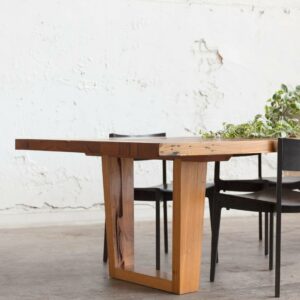 Timber dining table with chairs