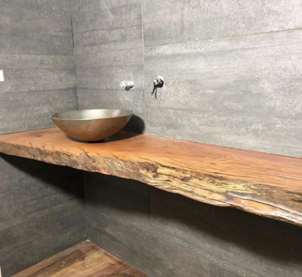 Live edge reclaimed timber bathroom vanity