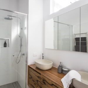 timber bathroom vanity in Melbourne bathroom renovation
