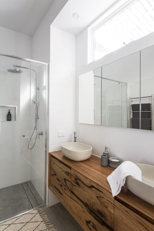 timber bathroom vanity in Melbourne bathroom renovation
