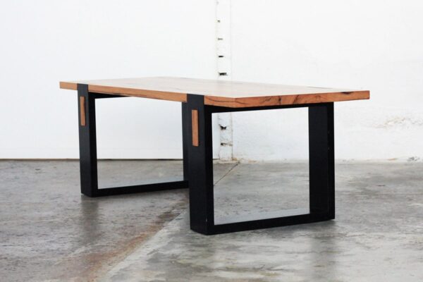 Messmate coffee table with black leg detail