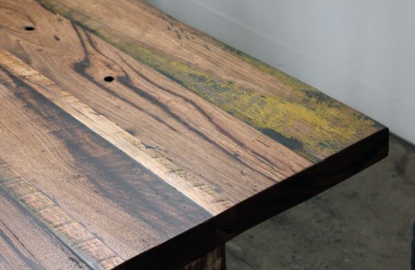 reclaimed timber standing bench