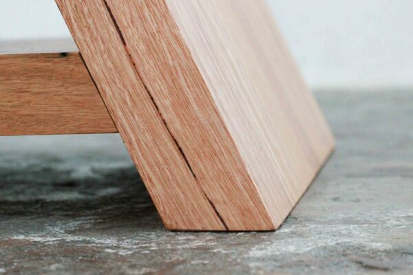 Close up of timber side table