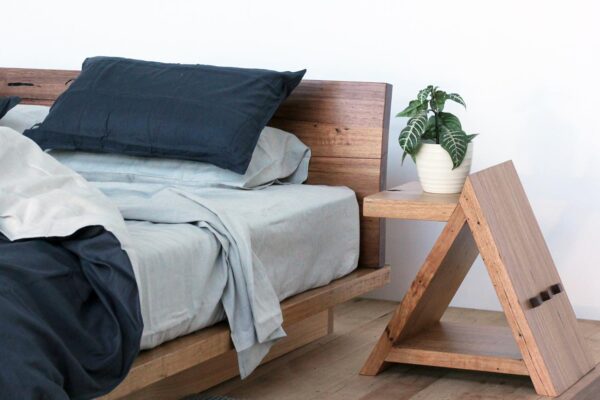 Side table with timber bed