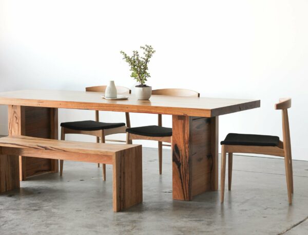 Timber dining table with chairs