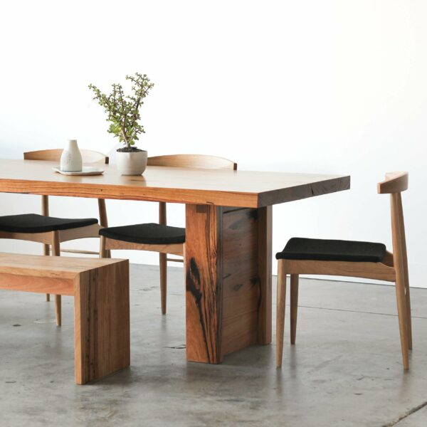 timber dining table and chairs