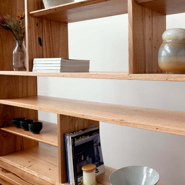 Wall unit shelf with books