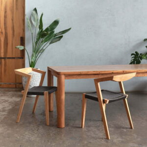 Eden timber round leg dining table with chairs