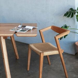 timber dining table and chair