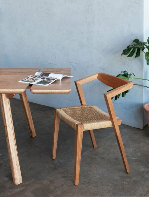 timber dining table and chair