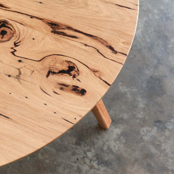 Round timber recycled dining table