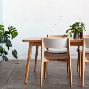 Timber table with plants