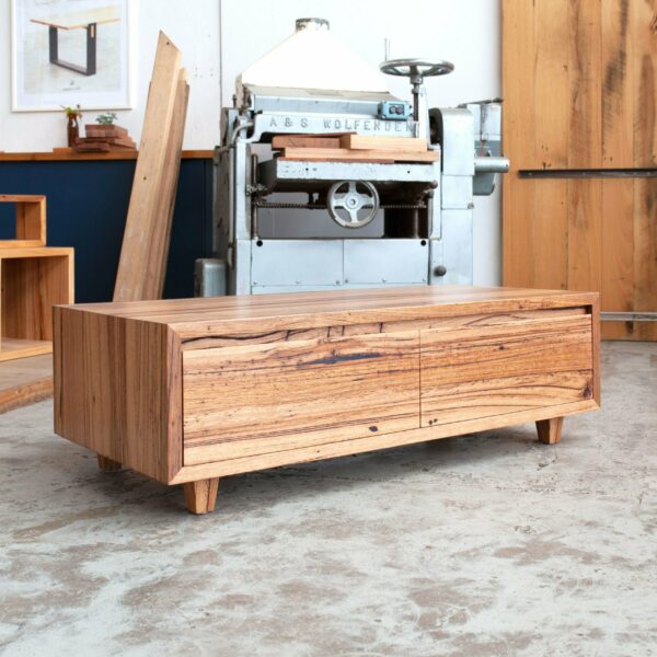 Messmate coffee table with drawer storage