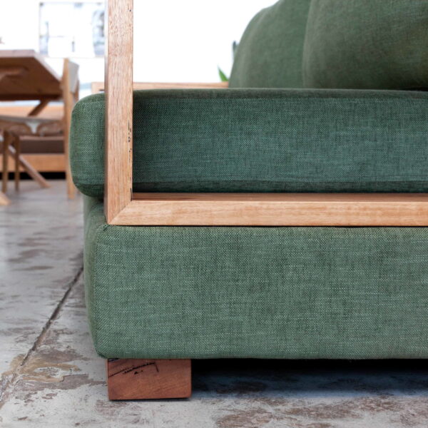 Arm detail of timber sofa