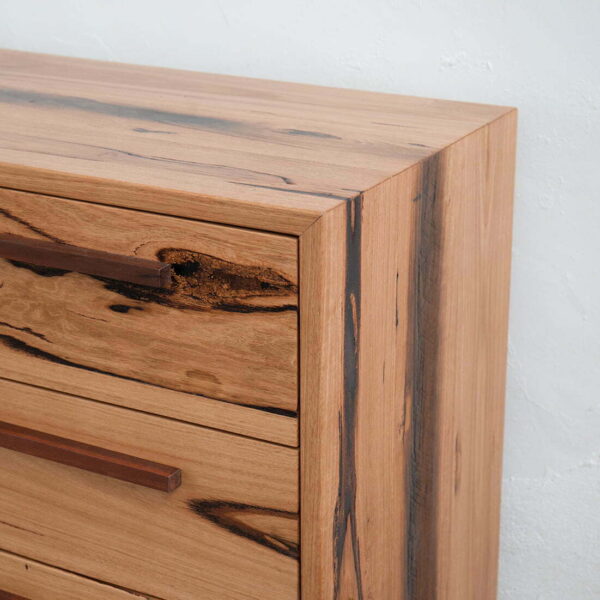 timber chest of drawers with jarrah handles