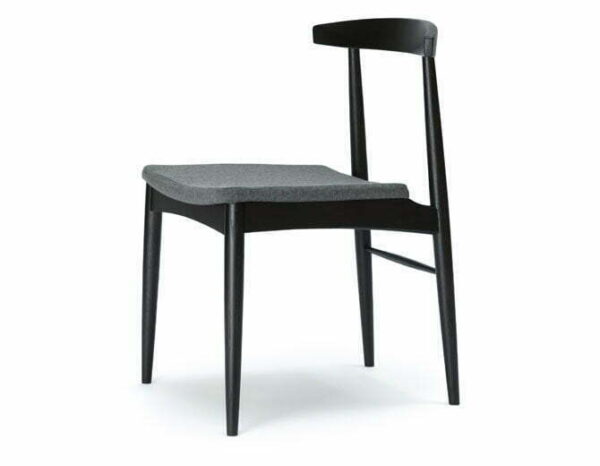 Black dining chair with grey cushion