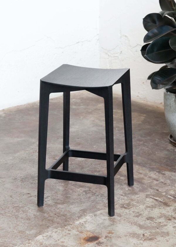 black stool with plant