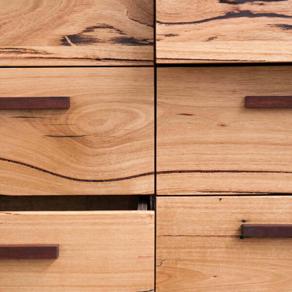 Timber tallboy with jarrah drawers