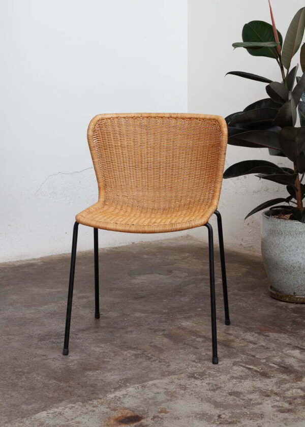 rattan and metal dining chair