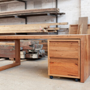 Archie timber desk with drawer storage at Yard Furniture