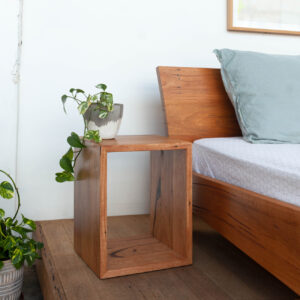 timber cube side table