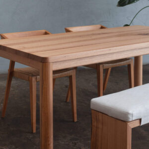 The Eden recycled timber dining table with waterfall dining bench seat