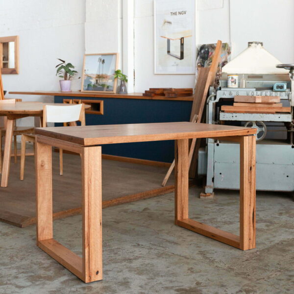 recycled timber desk with hoop legs