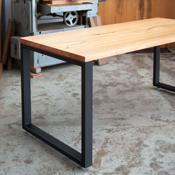 Timber desk with steel legs
