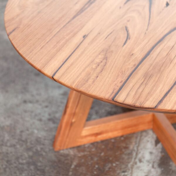 timber round cross leg dining table