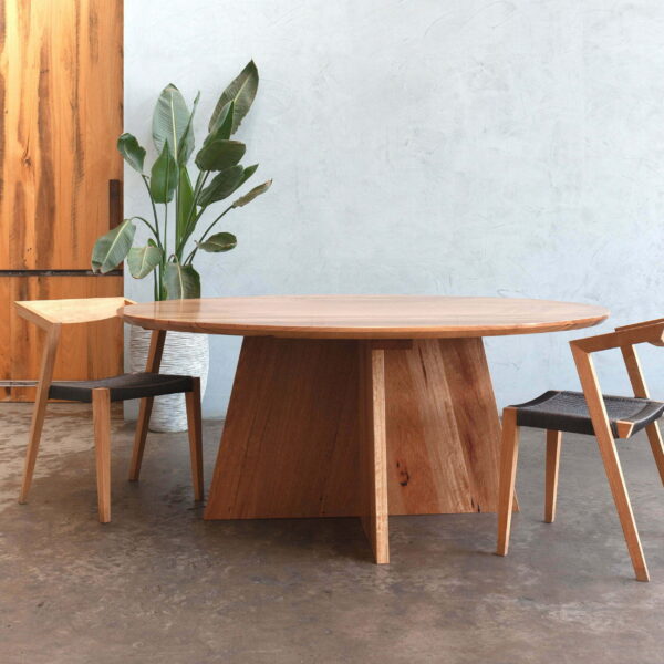 Timber pillar dining table with chairs