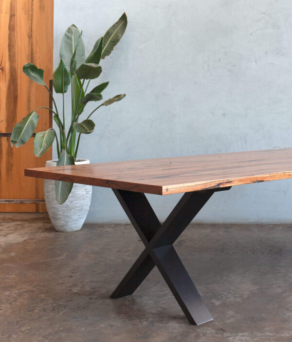 Cross leg dining table with black leg