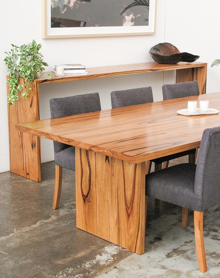 recycled Messmate dining table and hall table