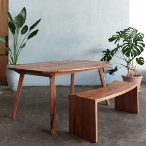 timber oval dining table